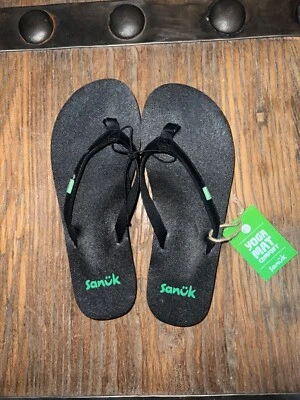 Sandalias Sanuk Chanclas Para Mujer Talla 5 Negras Yoga Joy Nuevas Con Etiquetas Foto 1 de 4