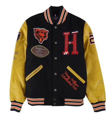 Tommy Hilfiger Mens Chicago Bears Varsity Jacket, Multicoloured, Medium Cover