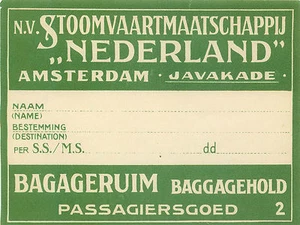 HOLLAND NETHERLANDS STOOMVAARTMAATSCHAPPU NEDERLAND STEAMSHIP LUGGAGE LABEL - Picture 1 of 1