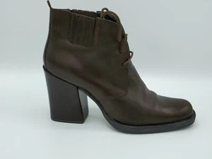 Botas al tobillo Diba de cuero marrón con cordones con tacones para mujer 8 M ligeramente usadas - Imagen 1 de 6