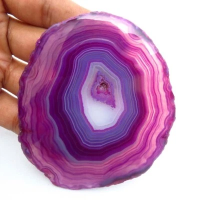 Purple Geode Smooth Slice 86x76mm Natural Slice Agate Cabochon 304Cts DIY BS-972 - Image 1 of 4