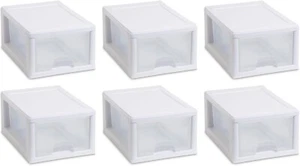 20518006 Cassetto Impilabile 6 Quart/5,7 Litri, Telaio Bianco con Dra Trasparente - Foto 1 di 7