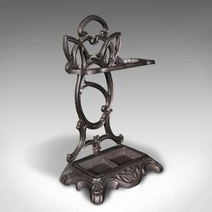 Vintage Hallway Stick Stand, English Cast Iron, Umbrella Rack, Art Nouveau Taste - Picture 1 of 8