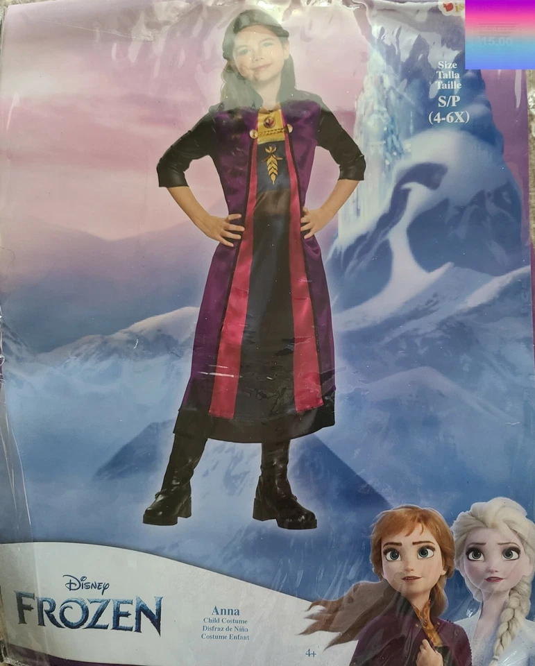NEW Disney Frozen Anna Girls Costume Dress Size 4 5 6 6x small BNWT - Image 1 of 1
