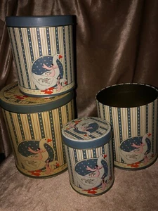 Vintage House of Lloyd Nesting Set of 4 TIN Goose Canisters & 3 Lids Country - Picture 1 of 4