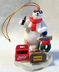 "Maleta de viaje Polar Bear ornament Coca Cola 1996 polo norte caja original 3,5" - Imagen 1 de 5