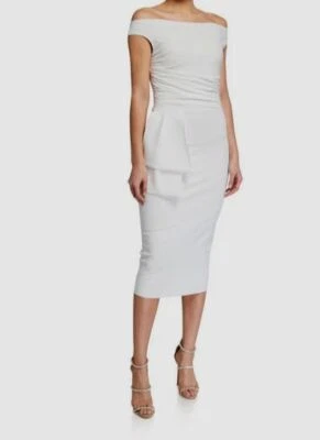 $695 Chiara Boni 女式白色露肩紧身连衣裙 IT 38/美国 2 码 — 第 1/4 张图片