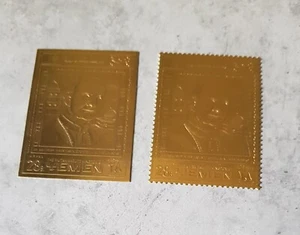 YEMEN ANNIV. IMAM'S MISSION POPE PAUL VI IN IERUSALEM 2 FOIL GOLD PER&IMPERF - Picture 1 of 1