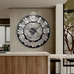 60CM EXTRA LARGE ROMAN NUMERALS SKELETON WALL CLOCK BIG GIANT OPEN FACE ROUND - Picture 1 of 10