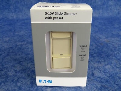 NEW Eaton WBSD-010SLD-V Slide Dimmer Fluorescent LED 0-10V Ivory 3 way (G128) - Image 1 of 3