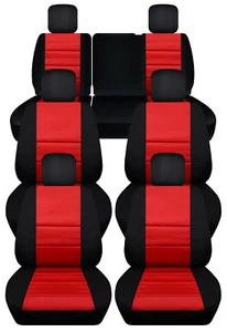 Fundas de asiento de tres filas se adaptan a Chevy Traverse LT 2020 negro y rojo - Imagen 1 de 2