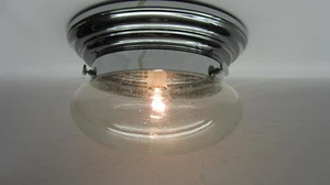 Limburg Deckenlampe Glas Lufteinschlüsse Metall Chrom '70er J - Picture 1 of 13