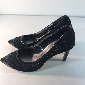 Antonio Melani Damen-Absatz schwarz Leder Pailletten spitz zulaufend 3,5 Zoll Größe 6M  - Bild 1 von 9