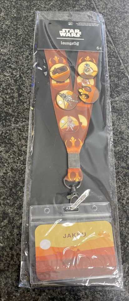 Loungefly ~ Disney Star Wars Lands Jakku Lanyard with Card Holder & 4 Pins - Image 1 of 4