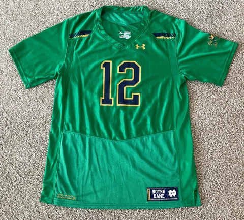 Notre Dame Fighting Irish #12 Football Jersey Green Youth XL Cover