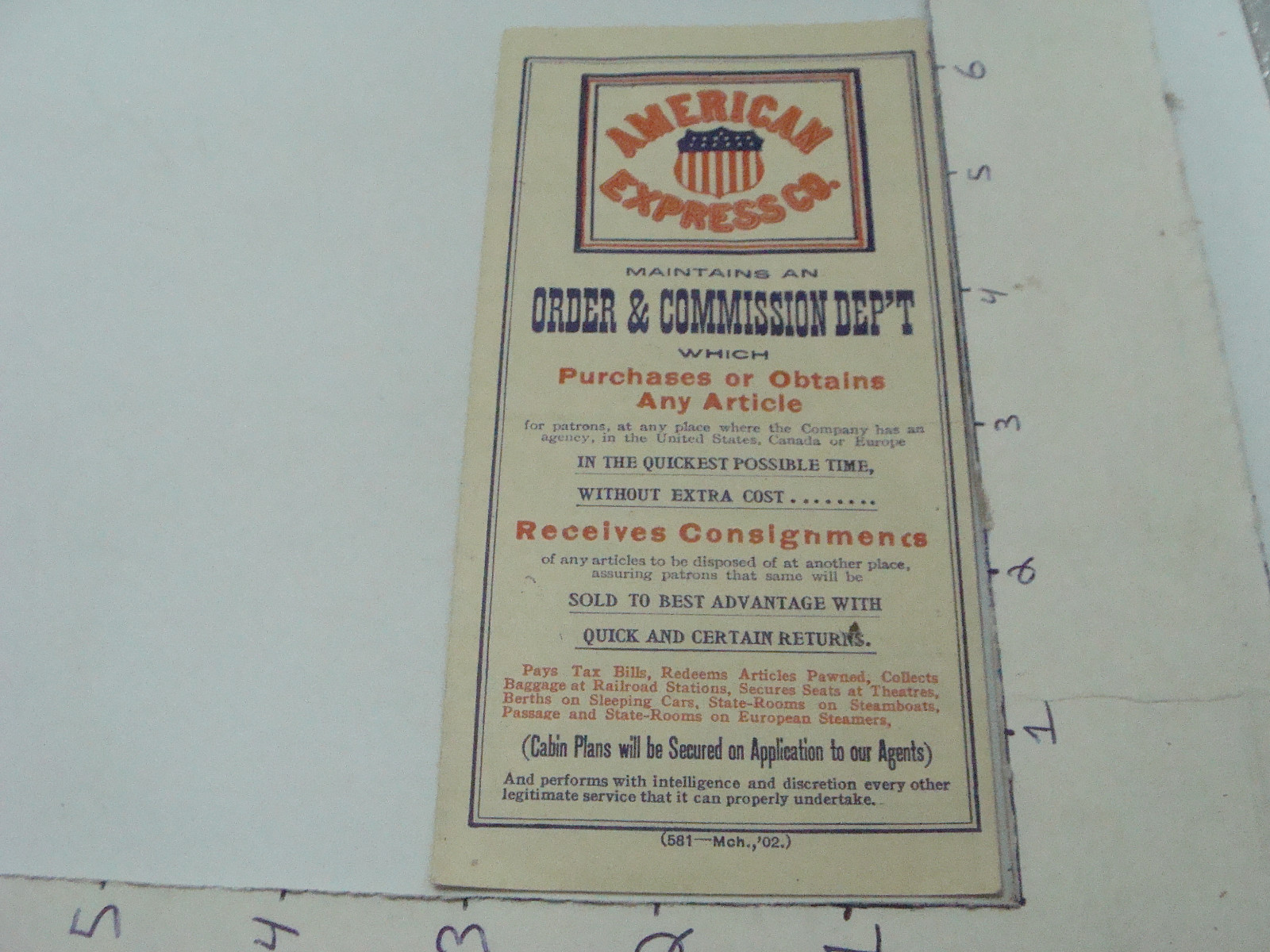 ORIGINAL Clean Brochure: 1902 AMERICAN EXPRESS CO. order form, unused i  show all | eBay