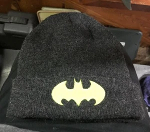 BATMAN Youth Neon Green Logo Dark Gray DC Comics Beanie Hat Cap #YZ - Picture 1 of 5
