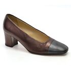 Womens Bally Shero Cap Toe Pumps Shoes 35.5 / 5.5 Bronze Leather Heels Shoes