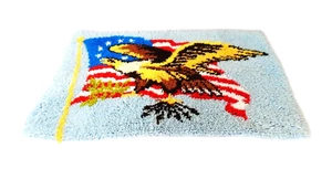 Vintage American Eagle Riegel Haken Teppich Wandbehang Wandteppich fertig 35"X23" - Bild 1 von 9