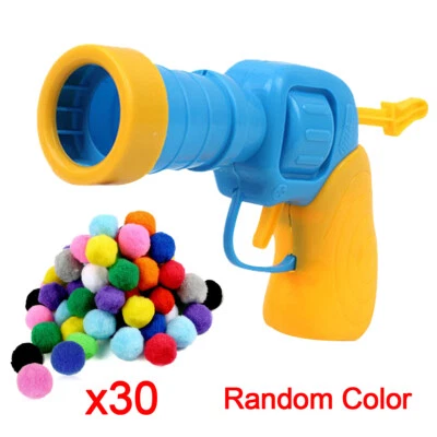 Cat Ball Gun Interactive Toy with 30pcs Colourful Stretch Plush Pom Pom Ball