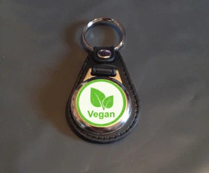 Llavero vegano - con respaldo de cuero sintético de 25 mm - vegetariano, derechos de los animales, vegetariano - Imagen 1 de 1