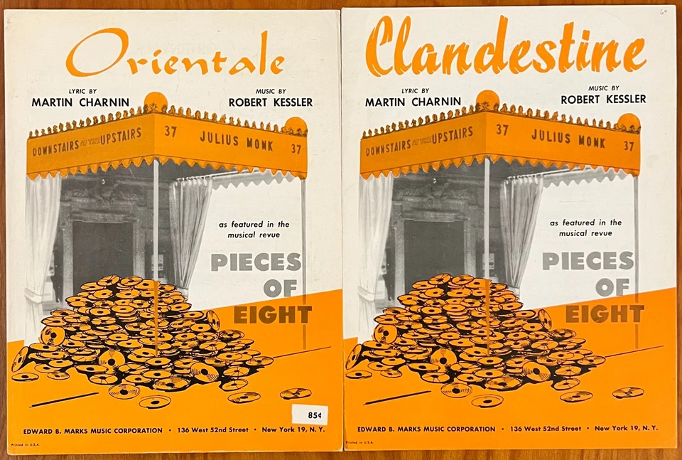 Dos 1960 UPSTAIRS AT THE DOWNSTAIRS REVISTA partituras PIEZAS DE OCHO Charnin Foto 1 de 1