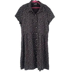 ABERCROMBIE KIDS Dress Girls 15/16 Black White Dots Button Down Short Sleeve - Picture 1 of 11