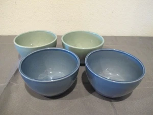 (4) Pier 1 Ceramic Blue & Green Cereal Bowls 6" - Picture 1 of 5