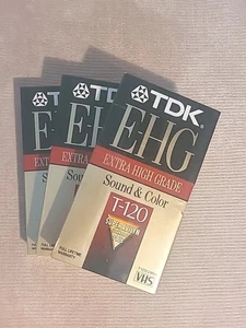 3 versiegelte TDK E-HG extra hochwertige T-120 EHG Videokassetten 6 Stunden VHS leer - Bild 1 von 3