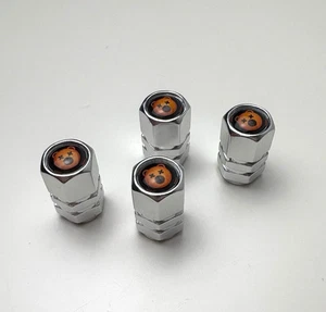 JUEGO DE 4 TAPONES ANTIPOLVO VÁLVULA NEUMÁTICO - OSO - PLATA / NEGRO / NARANJA - Imagen 1 de 5