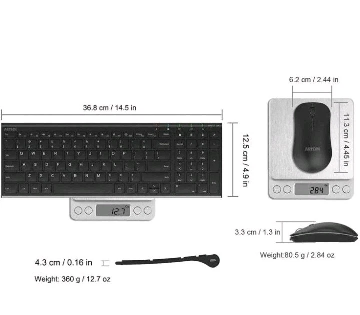 Arteck USB 2.4G Wireless Keyboard Stainless Steel Ultra Slim Full Size Key - Image 1 of 4