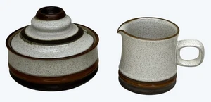 Denby Langley Steinzeug Rot Rost Töpferscheibe Zucker & Milchkännchen Set England - Bild 1 von 9
