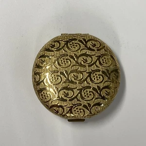 Revlon Moon Drops Goldstone Small Etched Flowers Pressed Ladies Powder Compact - Bild 1 von 4