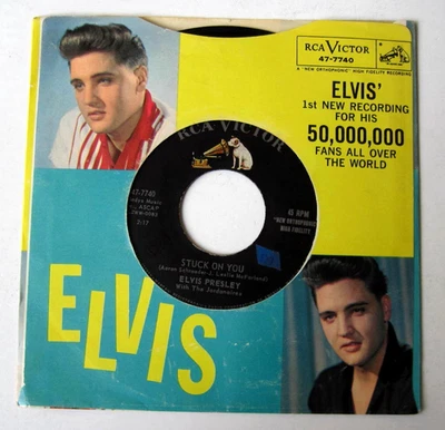 Elvis Presley-Stuck On You/Fame And Fortune-EX VG+ 1960 Rock 45 + Picture Sleeve - Image 1 of 4