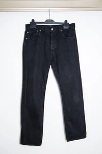 Levis 501 Jeans Mens W32 L30 Black Premium Denim Original Regular Straight Dark - Picture 1 of 12