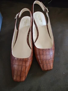 Liz Claiborne Forbes Slingback Schuhe Größe 7M Cognac Kroko - Bild 1 von 10
