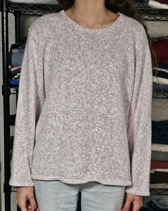 Vintage LL Bean Pullover Sweater Womens Large Light Pink USA MADE Cotton Blend - Picture 1 of 7
