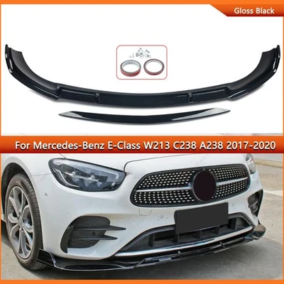For Mercedes Benz E Class W213 C238 E300 2016-19 Glossy Black Front Splitter Lip Foto 1 de 4