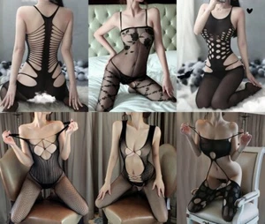 Women Lingerie Body Stocking Crotchless Sexy Underwear Fishnet Bodysuit Babydoll - Picture 1 of 11