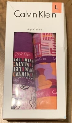 CK Calvin Klein (Sz L) Girls' 6pk Underwear Cotton Stretch Bikini Pink/Purple/Or - Image 1 of 4