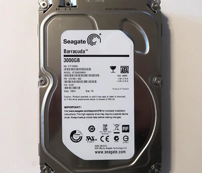 Seagate ST3000DM001 1CH166-300 CC43 TK Thailand (Z1F) 3.5" 3.0TB Sata HDD 2012 - Image 1 of 3