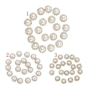 Prettyia 20pcs Flower Faux Pearl Rhinestone Flatback Embellishment DIY Decor - Picture 1 of 10