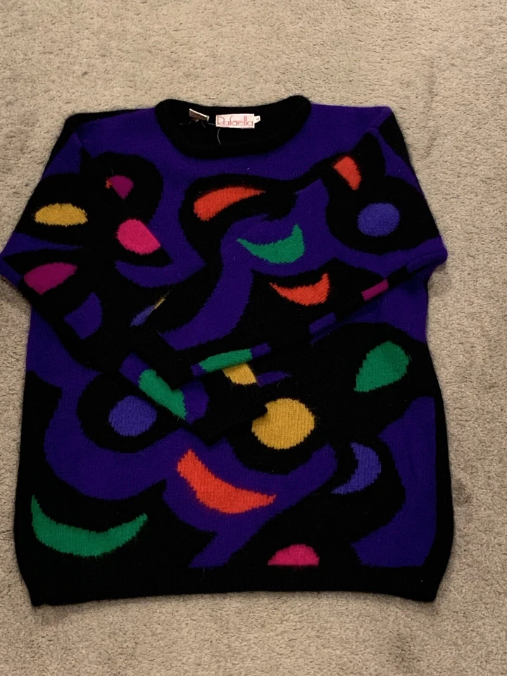 Suéter De Colección Rafaella M Negro Geométrico Angora Lana de Cordero Retro Años 80 90 Funky NUEVO Foto 1 de 4