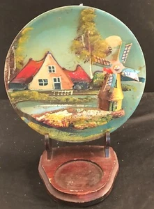 Placa de molino de viento de madera pintada a mano hecha a mano en Holanda vintage - Imagen 1 de 6