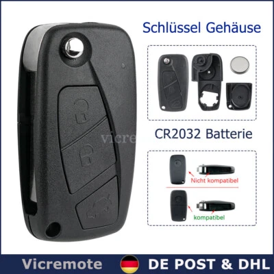 Klapp Schlüssel Gehäuse Für FIAT Panda Punto Qubo Ducato Stilo Brava 3 Tasten