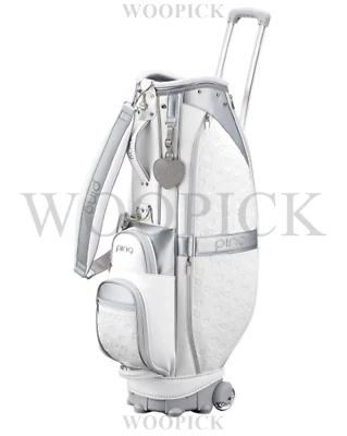 Bolsa de caddie de golf Ping 2025 SPORTY QA para mujer con ruedas 9 pulgadas 5 vías 3,9 kg PU/PE-blanca Foto 1 de 4