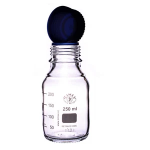 SIMAX GLASS REAGENT BOTTLE WITH POURING CAP & RING - 250ML - LABORATORY BOTTLE - Picture 1 of 3