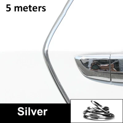 16ft Universal U Shape Chrome Plated DIY Moulding Trim Door Edge Strip Silver - Image 1 of 4