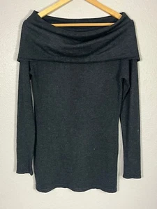 SPIEGEL Off Shoulder Front Cowl Silk Cashmere Sweater Ladies Sz Small Gray N73 - Picture 1 of 7