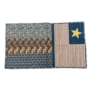 Patriotic Primitive Handmade Patchwork Quilted Table Runner 34” x 19” - Picture 1 of 10